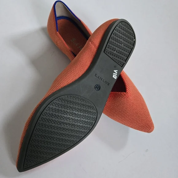 Rothy’s Persimmon The Point Orange Ballet Flats slip on shoes womens size W9.5 - Picture 2 of 8